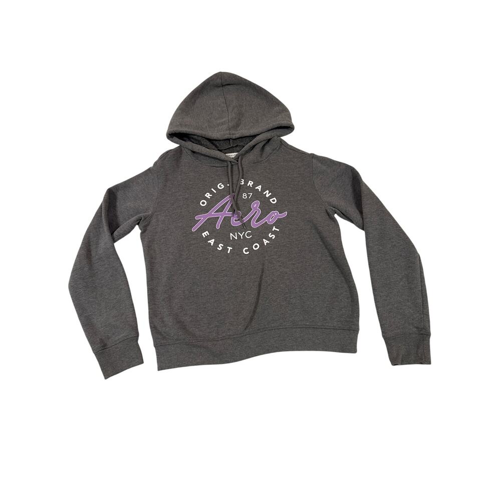 Aero NYC Women’s East Coast Pullover Hoodie Gray Purple XS